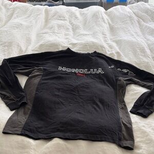 Honolua Men's Long Sleeve Tee - Black with Gray Panels